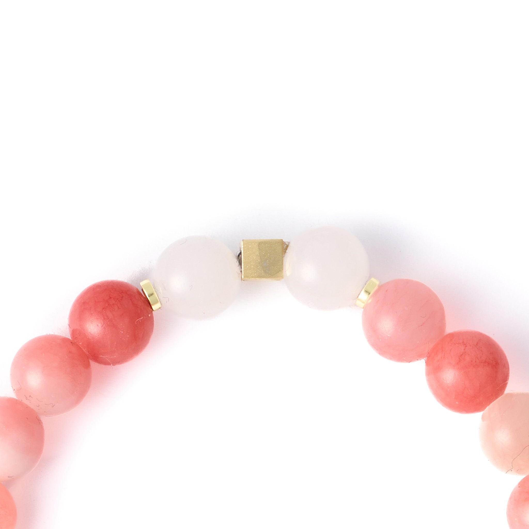 Oberes Detail des Blush Current Armbands mit Quarz, Jadeit und Edelstahlelement