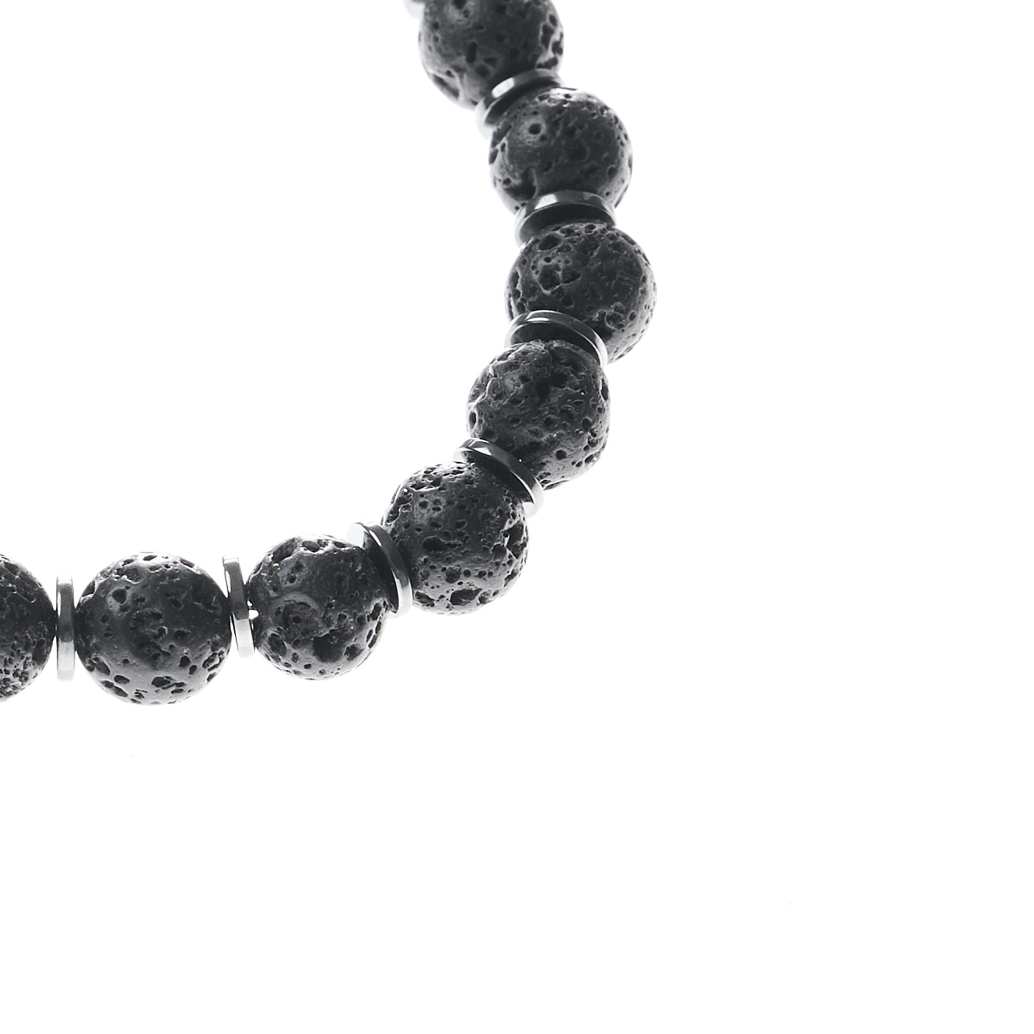 Perlenarmband aus Lavastein & Hämatit