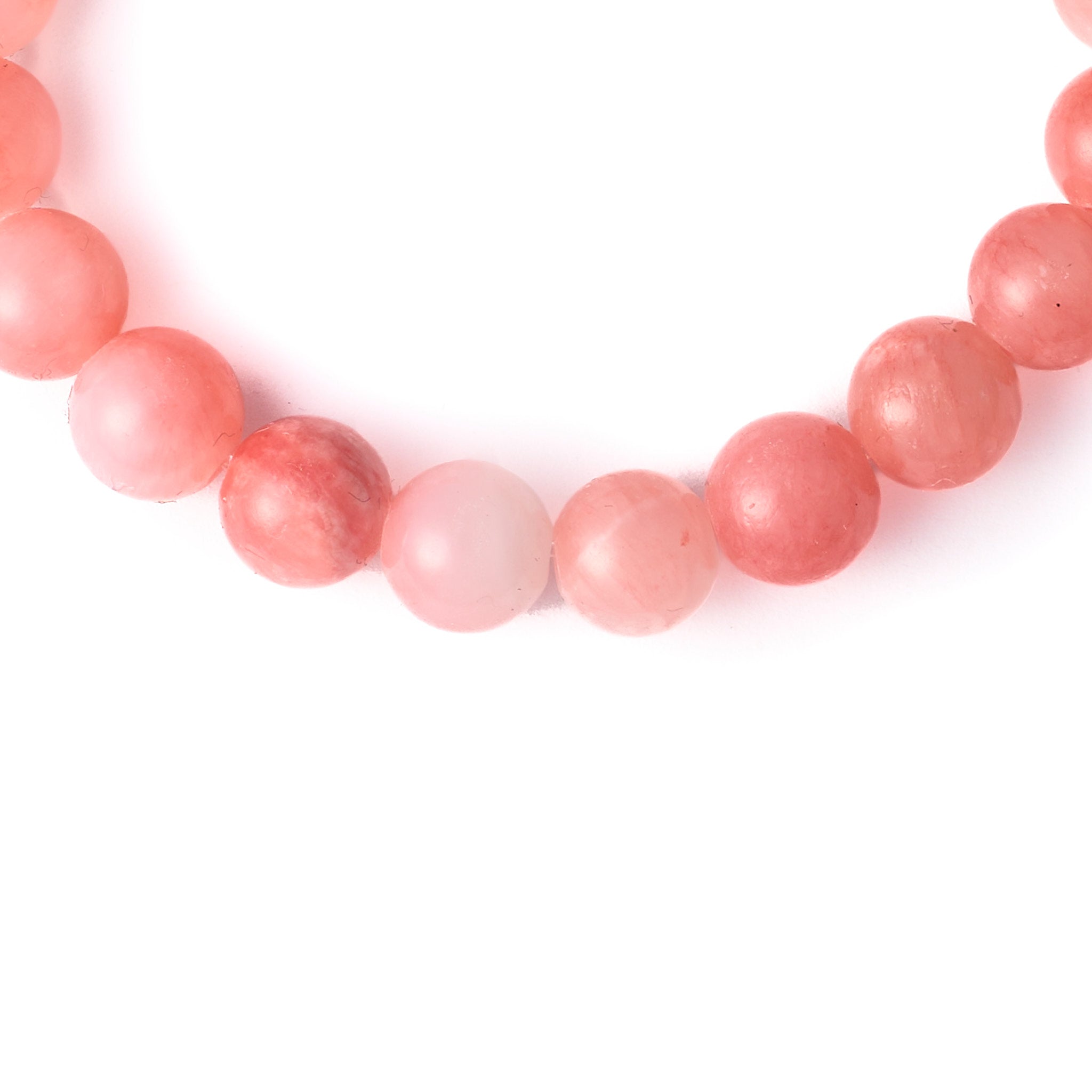 Unterer Bereich des Blush Current Armbands mit roséfarbenen Quarz- und Jadeitperlen