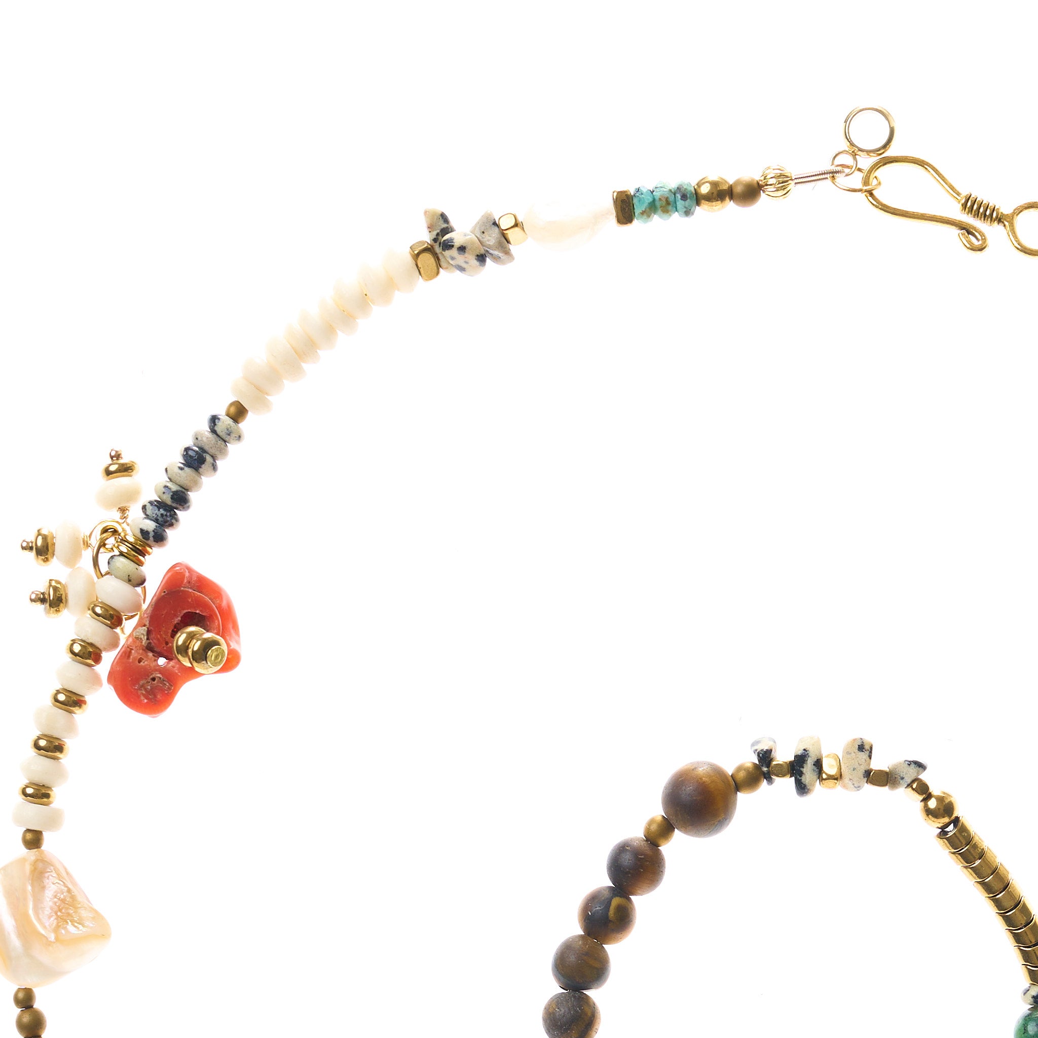 Schmuckset aus Muschel, Tigerauge & Türkis